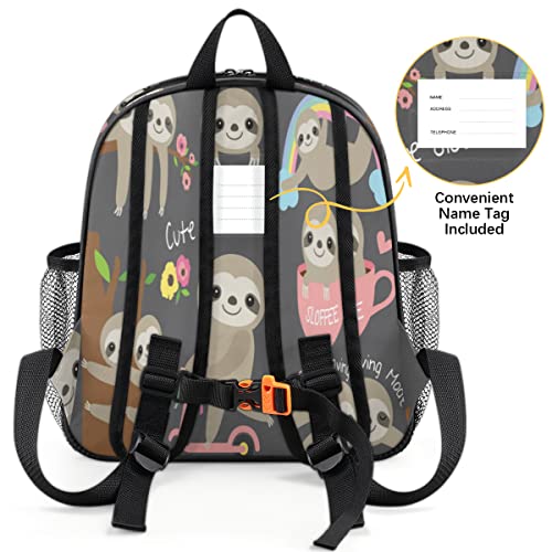 Kids Backpack Cute Animal Bookbag Toddler Backpack Funny Sloth Preschool Bag with Adjustable Chest Strap for Boys Girls