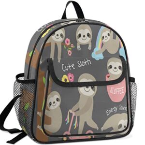 Kids Backpack Cute Animal Bookbag Toddler Backpack Funny Sloth Preschool Bag with Adjustable Chest Strap for Boys Girls