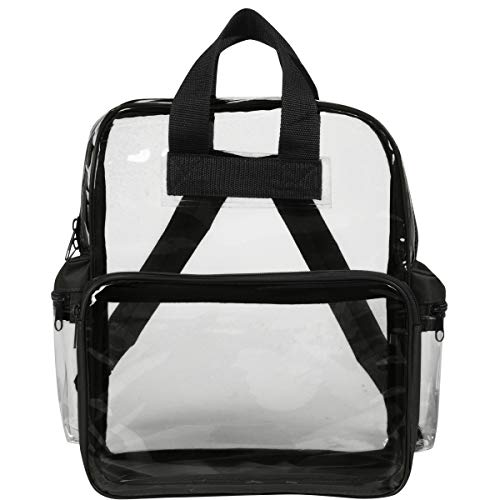 Nufazes Clear Backpack - See Through Daypack Clear Backpacks in Black
