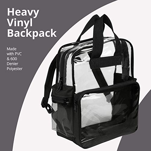 Nufazes Clear Backpack - See Through Daypack Clear Backpacks in Black