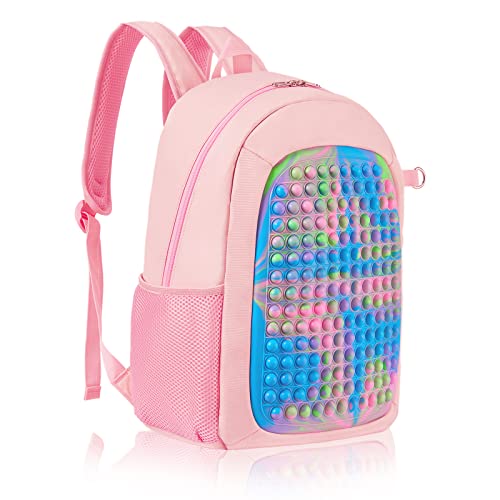 Gigilli Pop School Backpack for Girls, Rainbow Lightweight Girls Pop Bookbag Backpack for School, Large Capacity Elementary Schoolbag for School Supplies Birthday, Back to School Gifts for Girls Kids