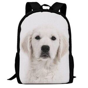 white golden retriever printed backpack teen boys & girls laptop backpack 15″ outdoor travel lightweight bag