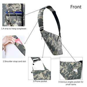 NIID D1 Chest Pack Crossbody Bag Sling bag Slim Backpack Multipurpose Casual Daypack(Camouflage, Right Hand)