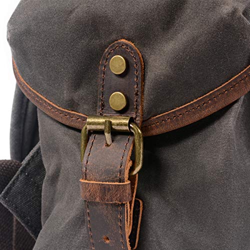 Genuine Leather Canvas waxed Backpack Travel Laptop Bag