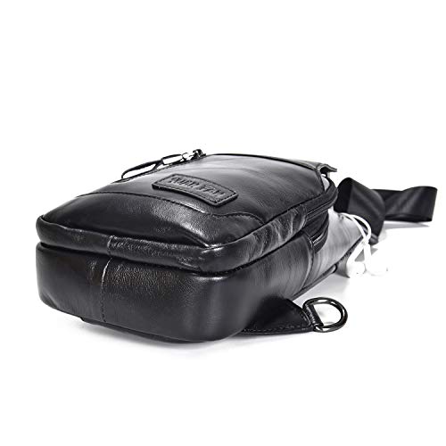 Genuine Leather Sling Bag Small,Chest Shoulder Bags for Men Outdoors Anti Theft