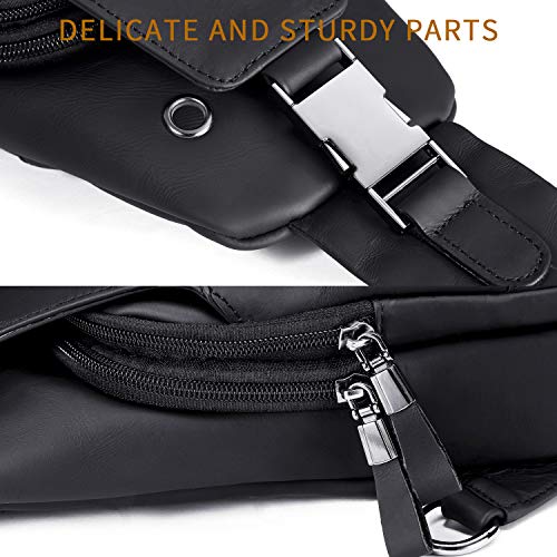 Genuine Leather Sling Bag Small,Chest Shoulder Bags for Men Outdoors Anti Theft