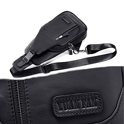 Genuine Leather Sling Bag Small,Chest Shoulder Bags for Men Outdoors Anti Theft