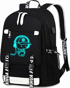 school backpack ,anime luminous noctilucent school bags daypack, waterproof usb chargeing port laptop backpack tech bookbag work bag, bookbags for boys backpacks for teens backpack for women (black)