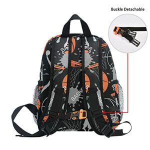 TropicalLife Kids Backpack Basketball Player Art Painting Toddlers Schoolbag with Chest Strap & Bottle Holder Rucksack for Preschool Nursery Girls Boys, Lightweight