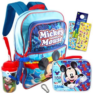 disney bundle disney mickey mouse backpack and lunch box set – 6 pc school supplies bundle with 16” backpack, insulated box, canteen, stickers, more (disney gifts)