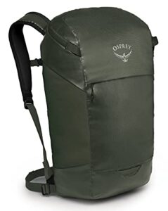 osprey transporter small zip top laptop backpack, haybale green