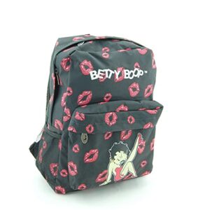 betty boop microfiber 16″ height backpack and key ring (black)