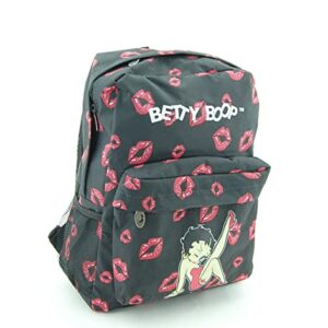 Betty Boop Microfiber 16" Height Backpack and Key Ring (Black)