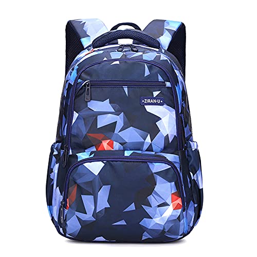 EKUIZAI Lattice Starry Geometric Print Backpack Elementary School Daypack Middle School Students Knapsack Primary Kids Schoolbag