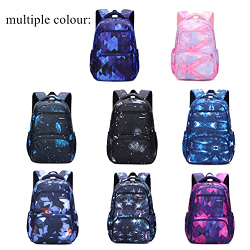 EKUIZAI Lattice Starry Geometric Print Backpack Elementary School Daypack Middle School Students Knapsack Primary Kids Schoolbag