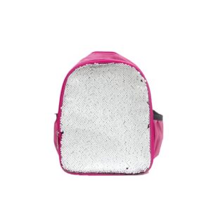 mr.r sublimation blanks reversible sequin backpack for girls magic sequin school bag with padded back and adjustable straps,pink,10.6×13.4 inch