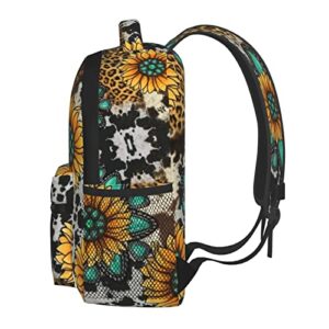 Jolisa-Buoncore Sunflower Turquoise Cow Print School Bags Kids Bag Backpack For School,Casual Daypacks For Teens Black One Size