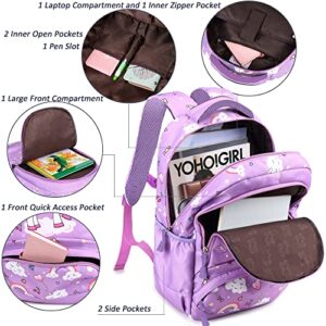 Meisohua School Backpack for Girls Elementary Unicorn Backpack Set 3 in 1 Kids Bookbags Schoolbag Sets with Lunch Bag Pencil Case