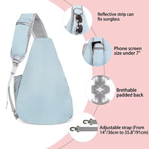 ZOMAKE Sling Bag,Crossbody Sling Backpack Shoulder Chest Bag for Women Men - Travel Hiking Daypack (Grey/Light Pink)