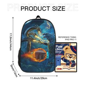 Movie Monsters Backpack 17 Inch Large Capacity Casual Dinosaur Backpacks Travel Bag Sports Gifts Color