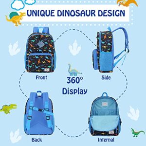 VX VONXURY Kids Backpack,Cute Preschool Toddler Schoolbag for Boys with Chest Strap Small（Black Dinosaur