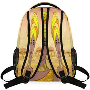 YPPAHHHH School Laptop Backpack African Woman Sun for Girls Kids Boys Ethnic Women Lightweight Bookbag Elementary College Travel Hiking Daypack Backpacks for Women Men