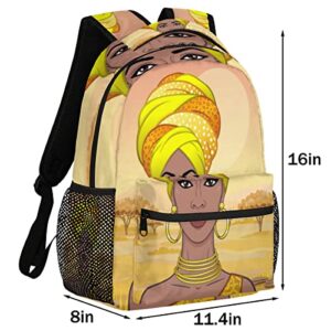 YPPAHHHH School Laptop Backpack African Woman Sun for Girls Kids Boys Ethnic Women Lightweight Bookbag Elementary College Travel Hiking Daypack Backpacks for Women Men