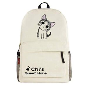 wanhongyue chi’s sweet home cat anime cosplay backpack casual daypack day trip travel bag beige /3
