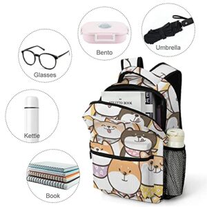 Happy Shiba Inu Travel Laptop Backpack Study Shoulder Bag With Reinforced Adjustable Straps For Outdoor Camping School