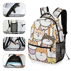 Happy Shiba Inu Travel Laptop Backpack Study Shoulder Bag With Reinforced Adjustable Straps For Outdoor Camping School