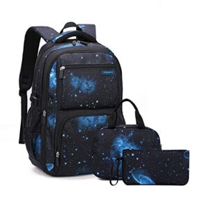 boys backpacks primary junior high school bag kids bookbag 3 in 1 casual daypack set fashion space galaxy printed durable knapsack with lunch bag