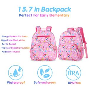 JoyLEME Backpack for Girls Kids, Ideal Kids Rainbow Clouds School Backpack Casual Daypack, Waterproof Preschool Kindergarten Elementary Large Capacity Schoolbag Teen Girls Valentine's Day Gifts（12L）