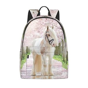 fehuew 16 inch backpack 3d animal white horse laptop backpack full print school bookbag shoulder bag for travel daypack