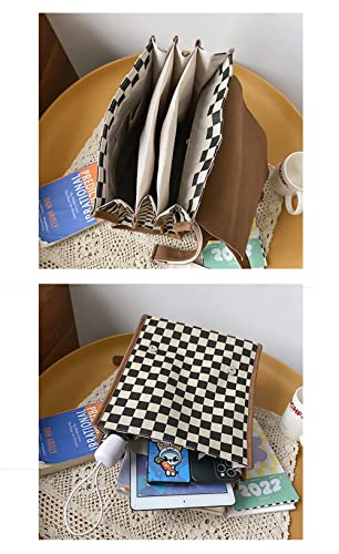 Dark Academia Aesthetic Backpack for School Alt Emo Grunge Book Bag Vintage Checkered Preppy Backpack for Women Teen Girls (One Size,Black)