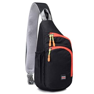 lecxci outdoor chest sling bag lightweight waterproof backpack for unisex /man/women(m,black)