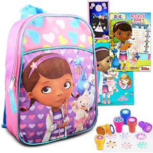 disney bundle doc mcstuffins mini backpack ~ 5 pc bundle with 11 inch doc mcstuffins,toddlers, kids with snowflake stampers, coloring book, and more doc mcstuffins girls school supplies preschool
