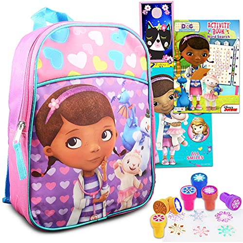 Disney Bundle Doc McStuffins Mini Backpack ~ 5 Pc Bundle With 11 inch Doc McStuffins,Toddlers, Kids With Snowflake Stampers, Coloring Book, And More doc mcstuffins girls school supplies preschool