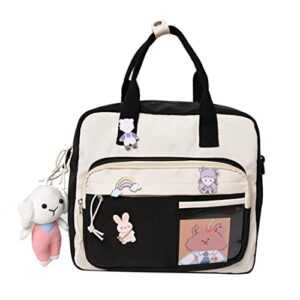 eaarliyam backpack with pin and accessories girl backpack cute shoulder tote bag laptop schoolbag for students backpack, cute backpack black