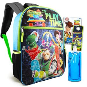 buzz lightyear school supplies bundle buzz lightyear bags for kids – 4 pc buzz lightyear backpack with toy story stickers, water bottle, and more (buzz lightyear school bagpack)