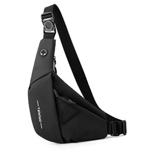 sling crossbody bag fanny pack multi-functional waist one strap shoulder backpack for hiking walking biking travel (black for right hand user)