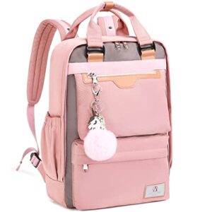 ao ali victory laptop backpack women teacher backpacks nurse bag anti theft travel back pack large college bookbag for elementary middle high school teens girls student(large, pink)