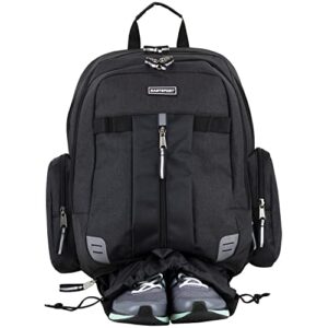 Eastsport Oversized Expandable Backpack with Removable EasyWash Bag, RECYCLED MATERIAL - Dark Grey Chambray
