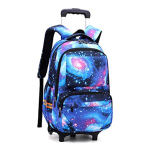 mysterious starry sky print rolling backpack elementary students trolley bag primary school book bag with wheels