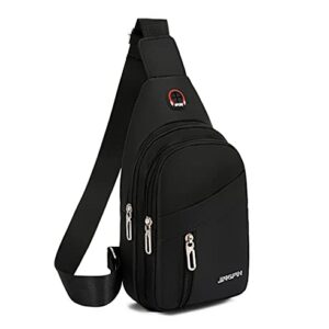 YERCHIC Small Sling Bag for Men Crossbody One Strap Casual Daypack Bag with Earphone Hole for Travel Outdoor Sports (Black)