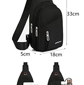 YERCHIC Small Sling Bag for Men Crossbody One Strap Casual Daypack Bag with Earphone Hole for Travel Outdoor Sports (Black)