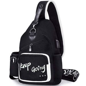 casual sling bag for women men, small chest pack for travel sport college school (keep going)