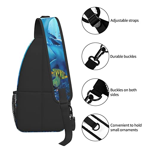 Dolphin Sling Bag Crossbody Chest Daypack Casual Backpack Animal Shoulder Bag For Travel Hiking Picnic