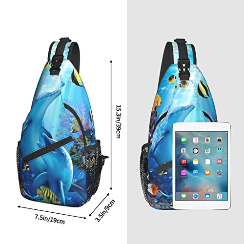 Dolphin Sling Bag Crossbody Chest Daypack Casual Backpack Animal Shoulder Bag For Travel Hiking Picnic