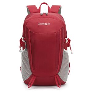fuxingyao hiking backpack, waterproof lightweight backpack, 40l multi compartment outdoor sport camping bag travel daypack for men woman, red