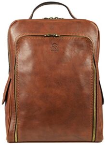 time resistance leather backpack rucksack city bag unisex matt brown